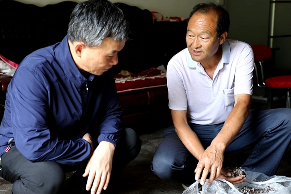 526dbe4a0fb24a6483f229257e82de78.jpg 图片二 村民王玉成向团队介绍天麻的发展情况.jpg